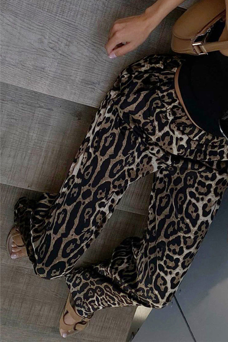 Camila® | Casual printed leopard bag with loose high waist and wide leg, full printed trousers