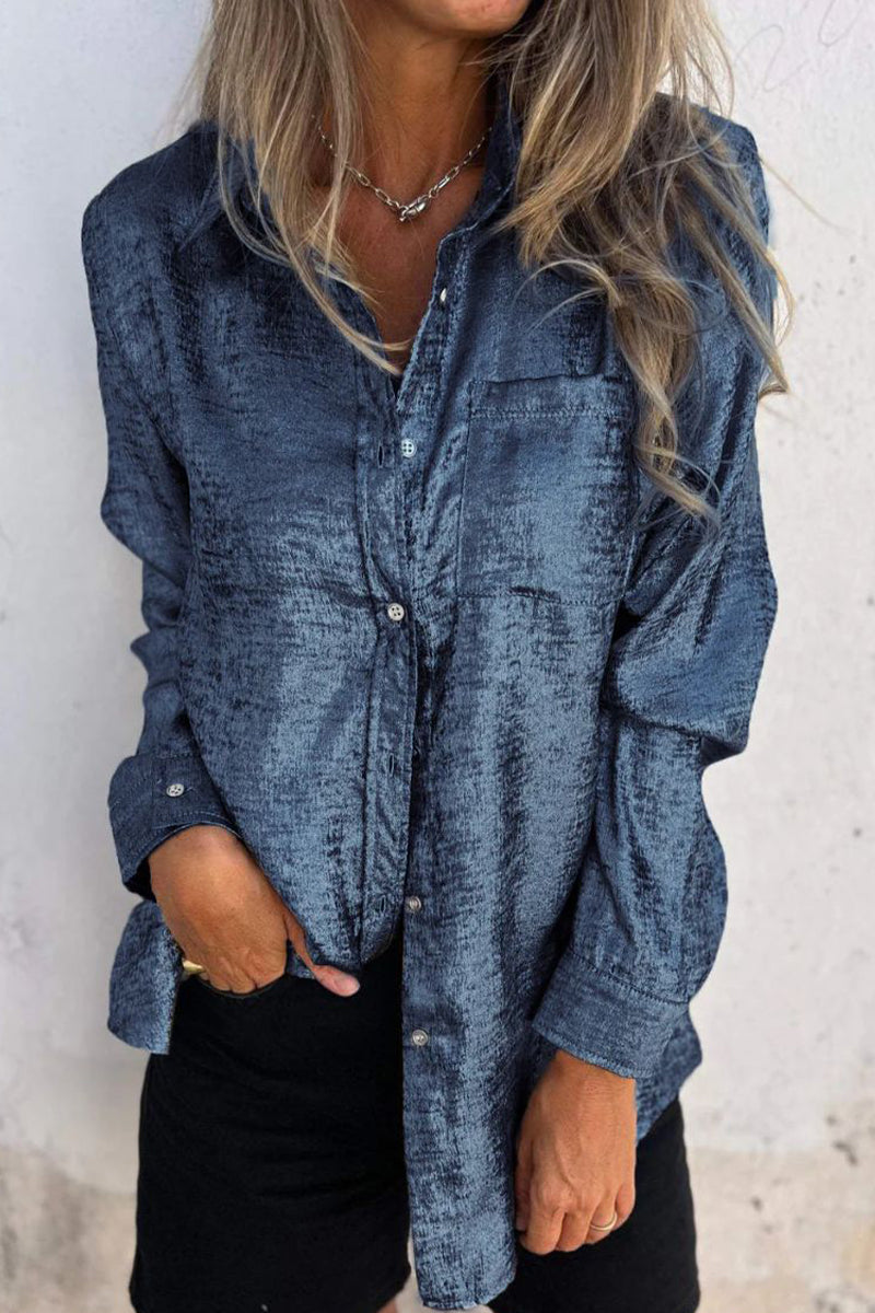 Amara® | Casual, solid color tops with turn-down collar and sequins