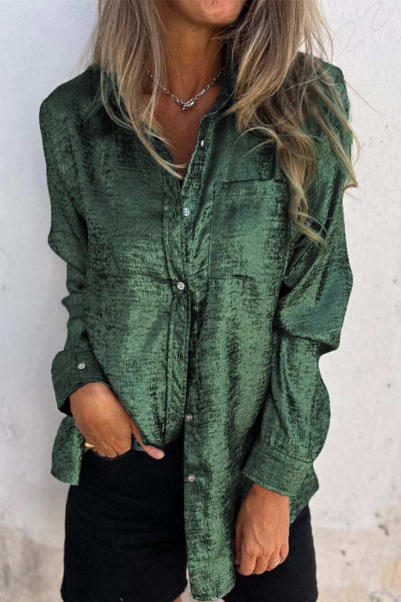 Amara® | Casual, solid color tops with turn-down collar and sequins