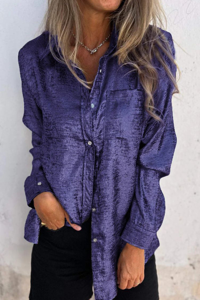 Amara® | Casual, solid color tops with turn-down collar and sequins