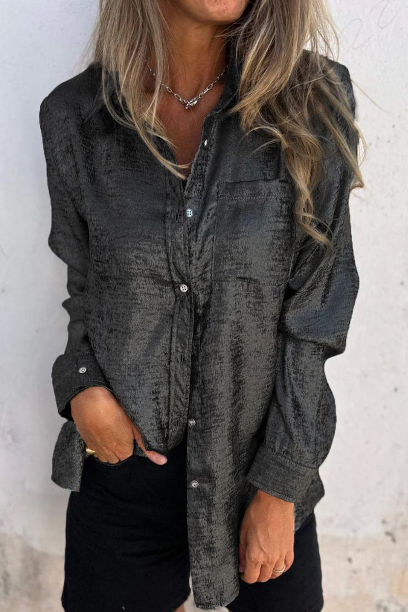 Amara® | Casual, solid color tops with turn-down collar and sequins
