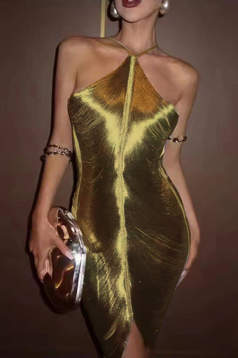 Ana® | Sexy solid color backless sleeveless dress with tassels