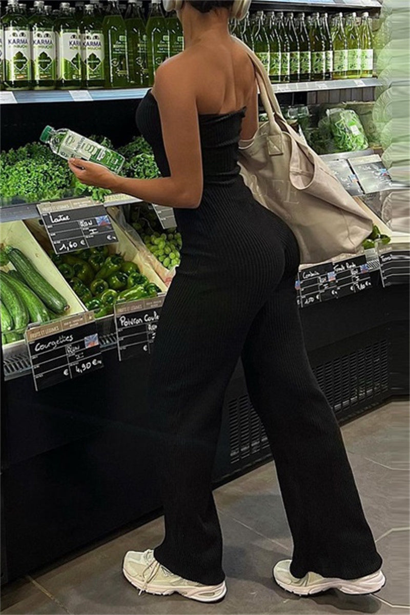 Doris® | Sexy casual solid backless strapless skinny jumpsuits