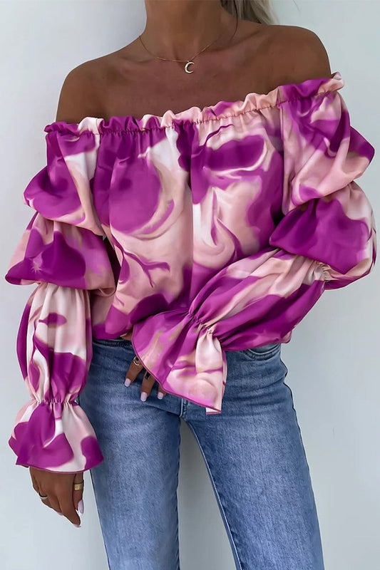 Eliana® | Sexy Print Floral Pleated Contrast Shoulder Tops (3 Colors)