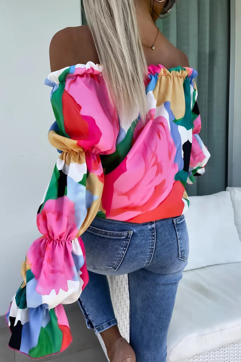 Eliana® | Sexy Print Floral Pleated Contrast Shoulder Tops (3 Colors)
