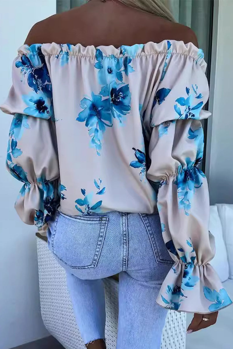 Eliana® | Sexy Print Floral Pleated Contrast Shoulder Tops (3 Colors)