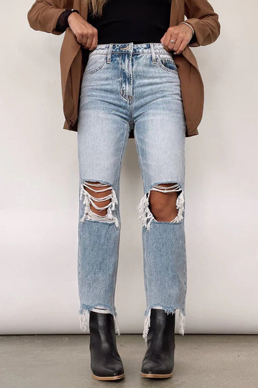 Cecilia® | Casual solid ripped old loose denim jeans