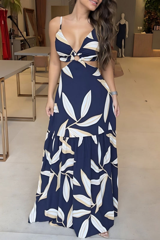 Belén® | Sexy casual print backless long dresses with spaghetti straps