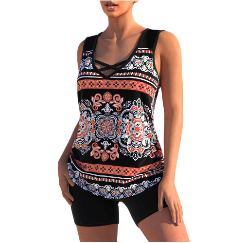 Celeste® | Tankini Set Summery Tankini Set With Geometric V-Neck
