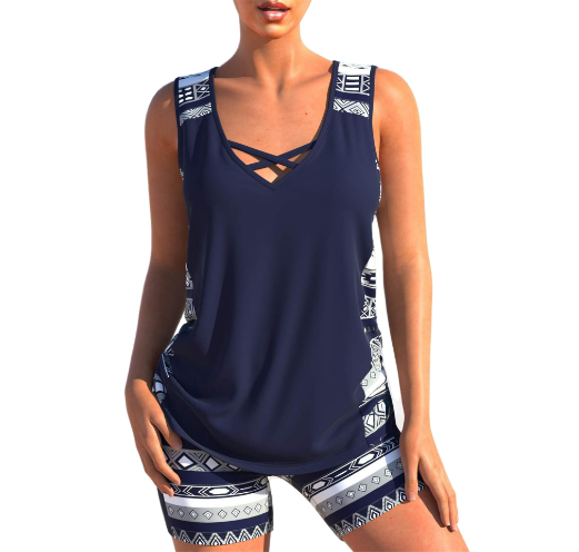 Celeste® | Tankini Set Summery Tankini Set With Geometric V-Neck