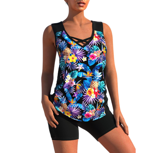 Celeste® | Tankini Set Summery Tankini Set With Geometric V-Neck