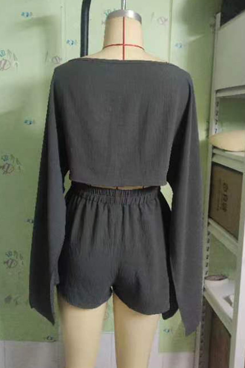 Brigitte® | Casual two-piece suit with a plain, slanted collar and long sleeves (without waistband)
