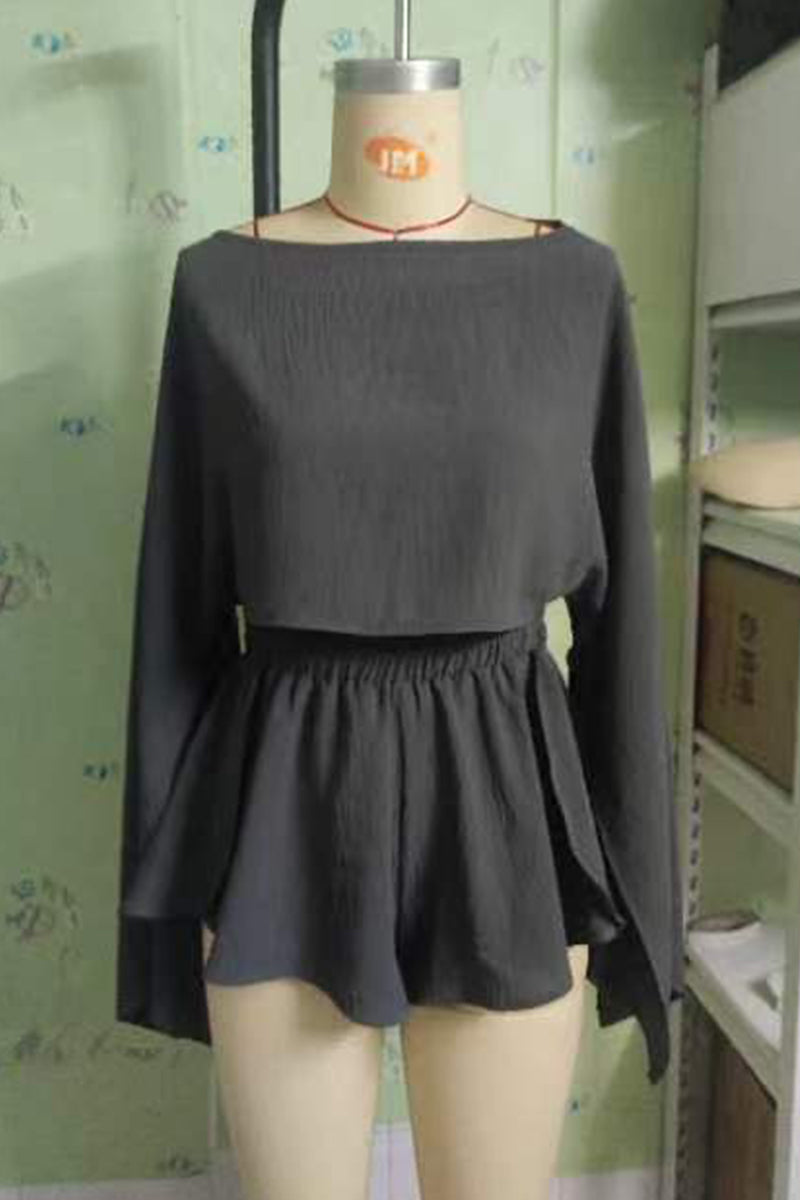 Brigitte® | Casual two-piece suit with a plain, slanted collar and long sleeves (without waistband)