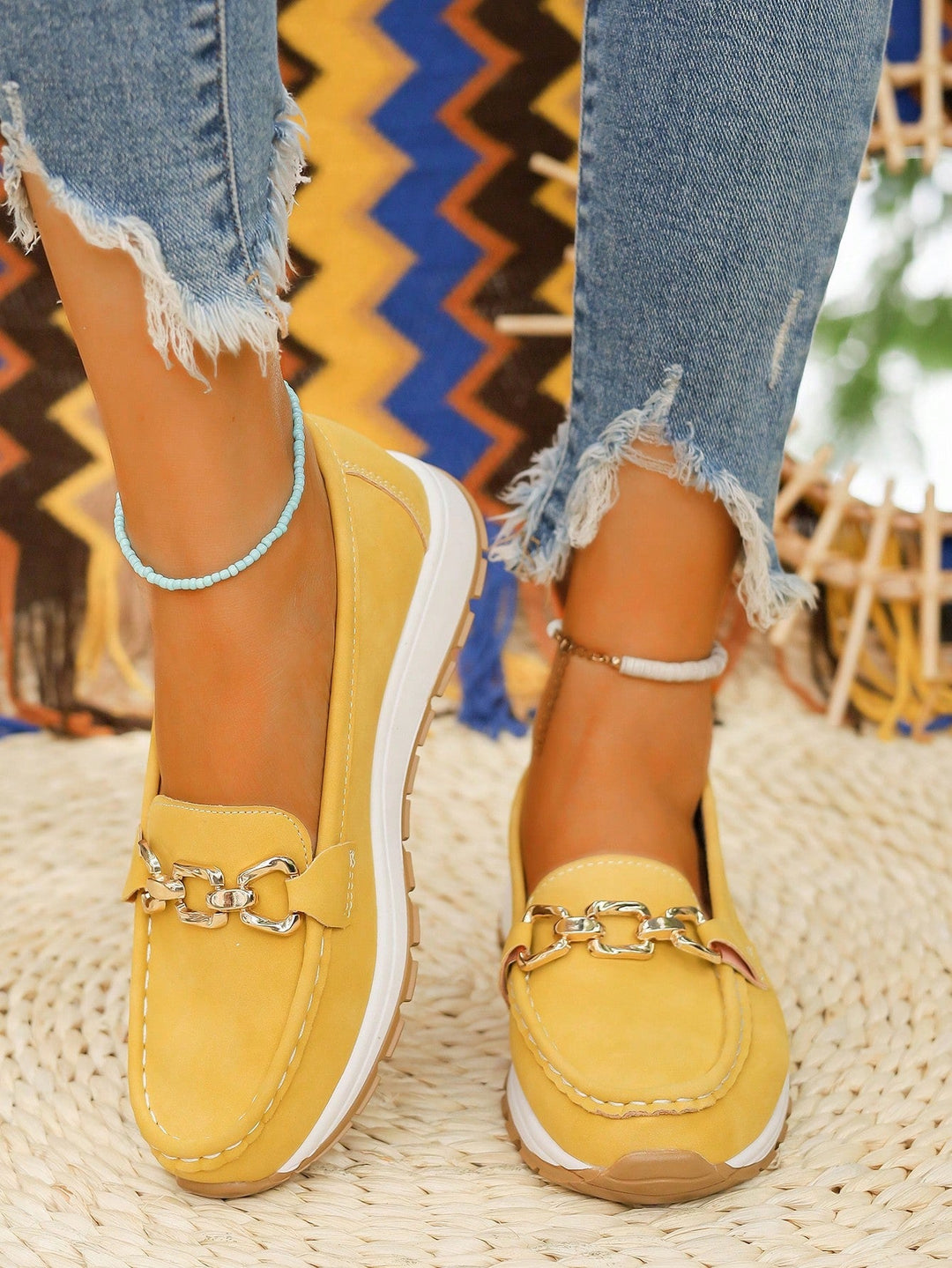 Women’s Loafers – Suede – Flat Sole – Buckle Detail – Classic Fit
