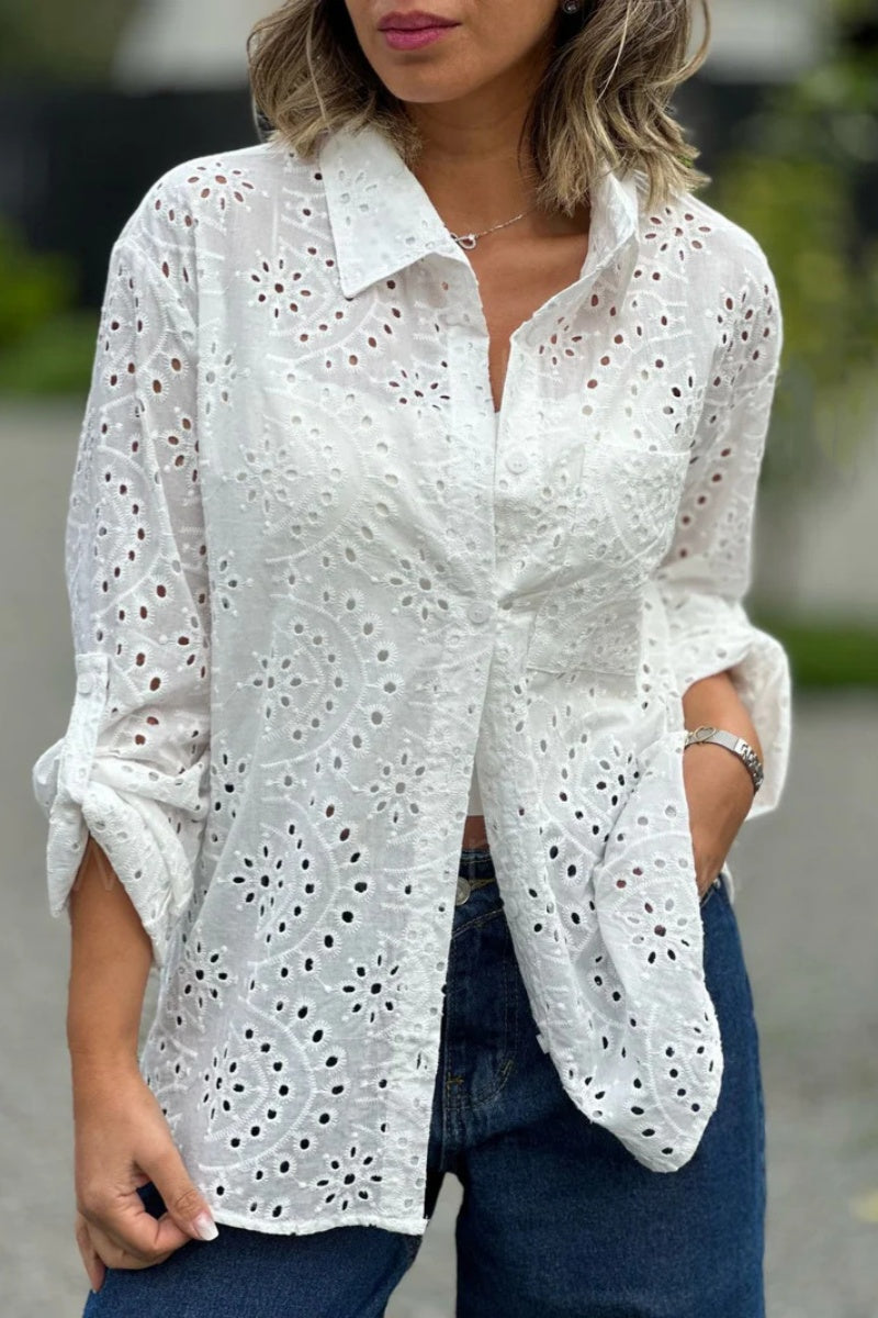 Dulce® | Casual, solid tops with a hollow turn-down collar