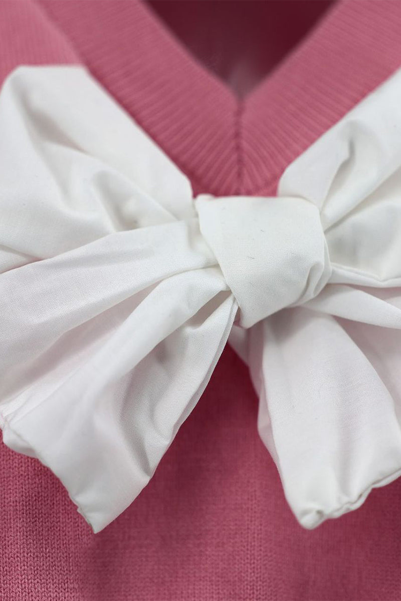 Begoña® | Casual everyday tops with plain bow decoration and V-neck