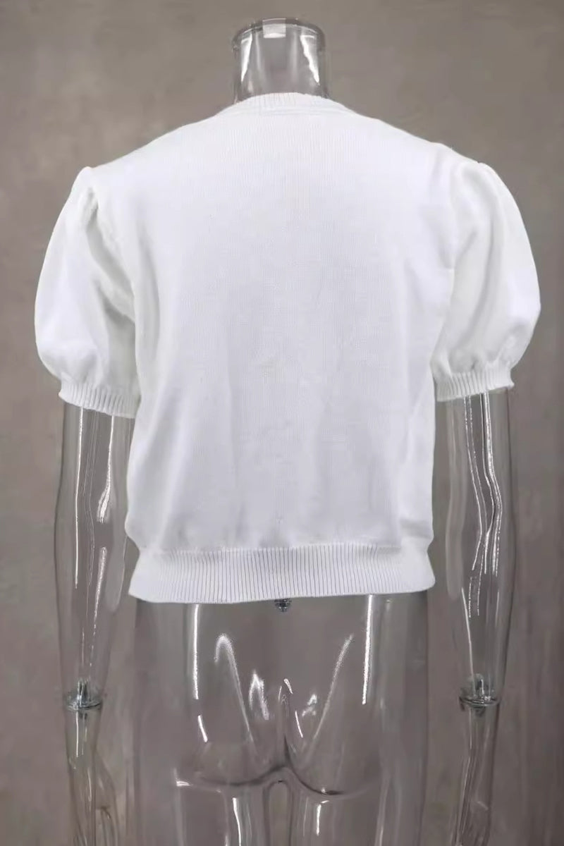 Begoña® | Casual everyday tops with plain bow decoration and V-neck