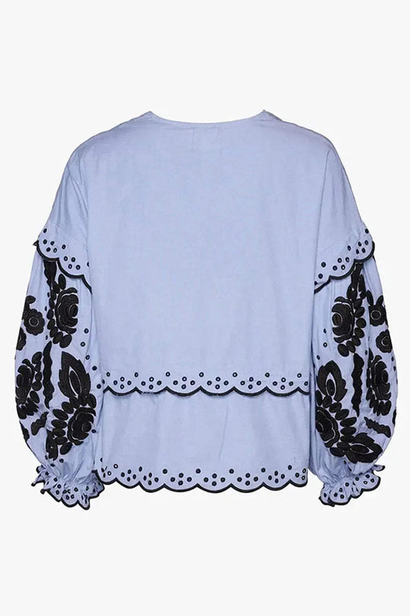 Claudia® | Casual Solid Color Hollow Out Lace Up Patchwork V Neck Blouses (3 Colors)