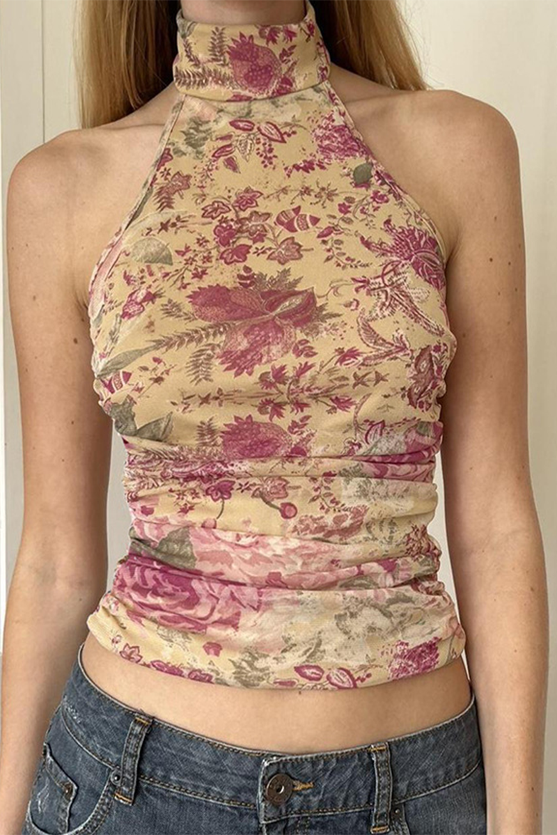 Diana® | Sexy floral print backless halter tops