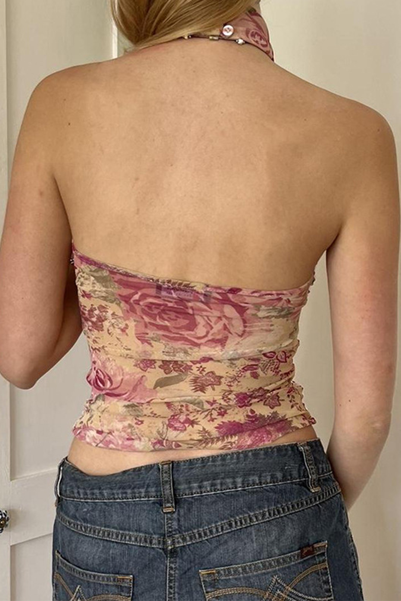 Diana® | Sexy floral print backless halter tops