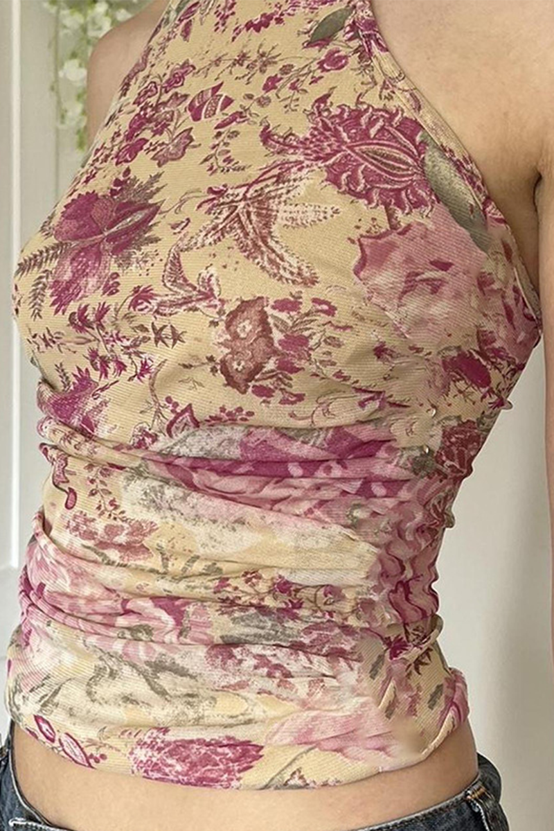 Diana® | Sexy floral print backless halter tops