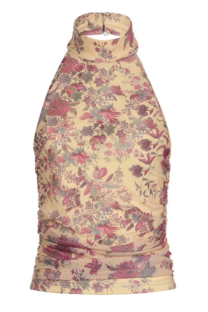 Diana® | Sexy floral print backless halter tops