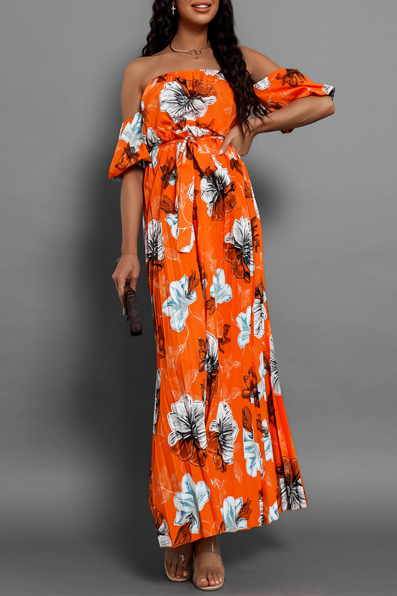 Alessia® | Elegant Off-The-Shoulder Floral Dress With Tie Waist
