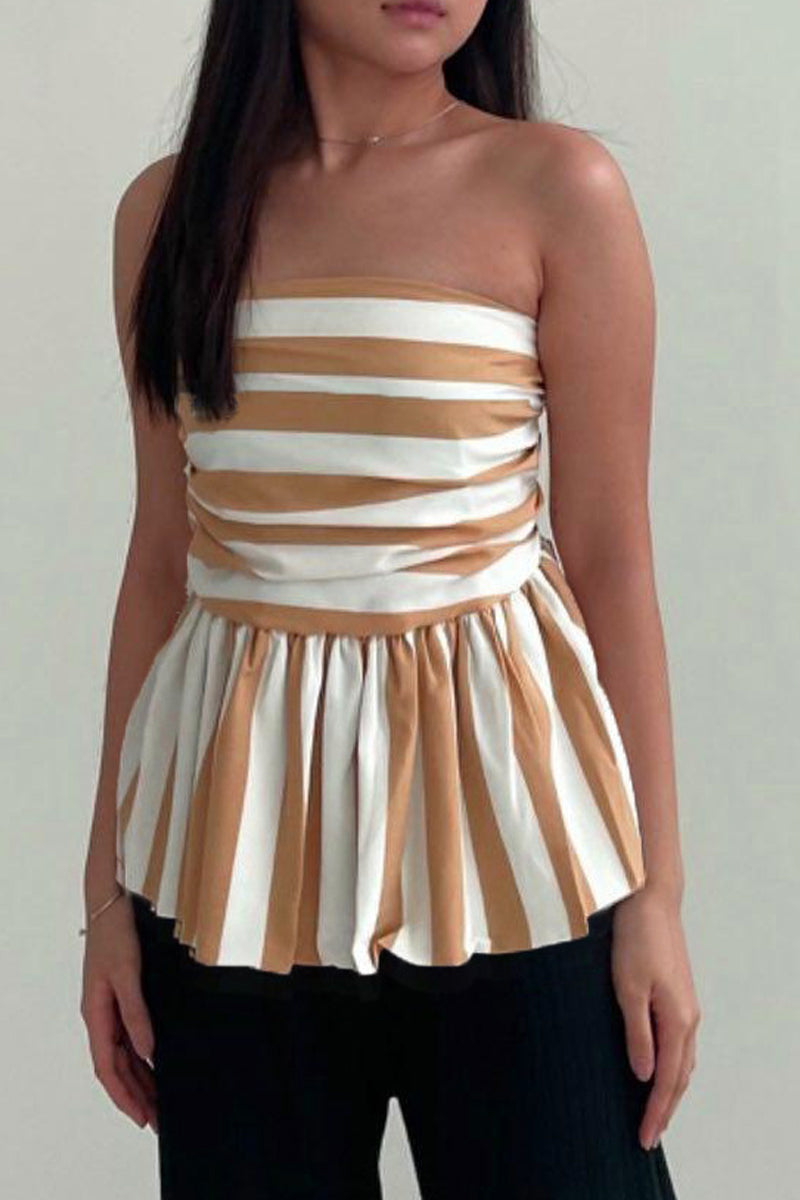 Elisa® | Sexy strapless camis with striped print and contrast