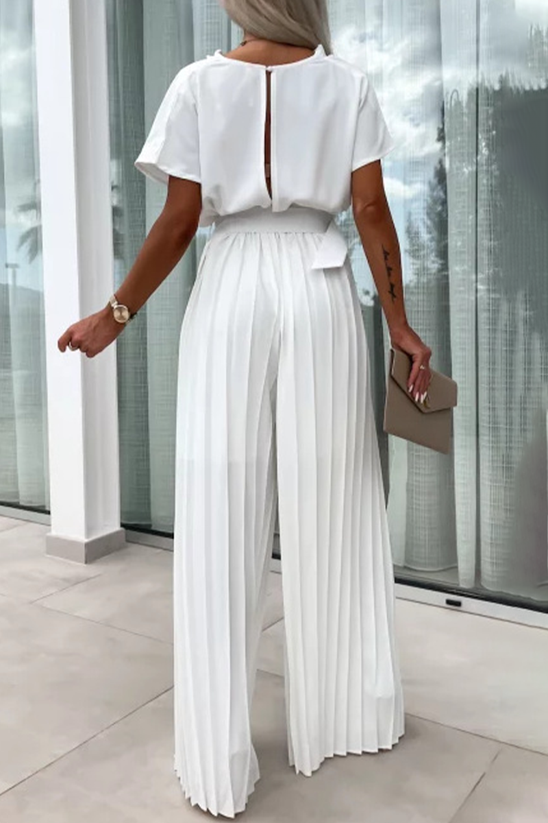 Ella® | Casual Solid Color Loose Jumpsuits with Belt, Pleated Pile and Pile Collar (3 Colors)