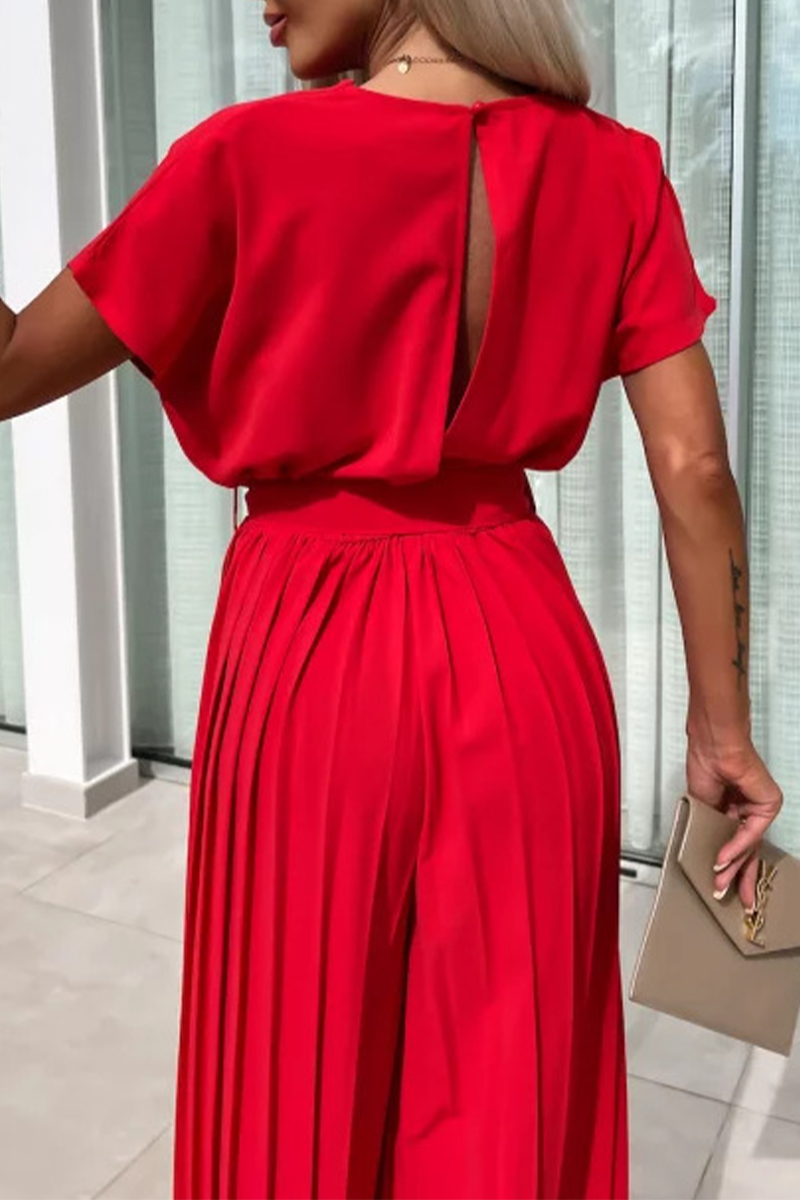 Ella® | Casual Solid Color Loose Jumpsuits with Belt, Pleated Pile and Pile Collar (3 Colors)