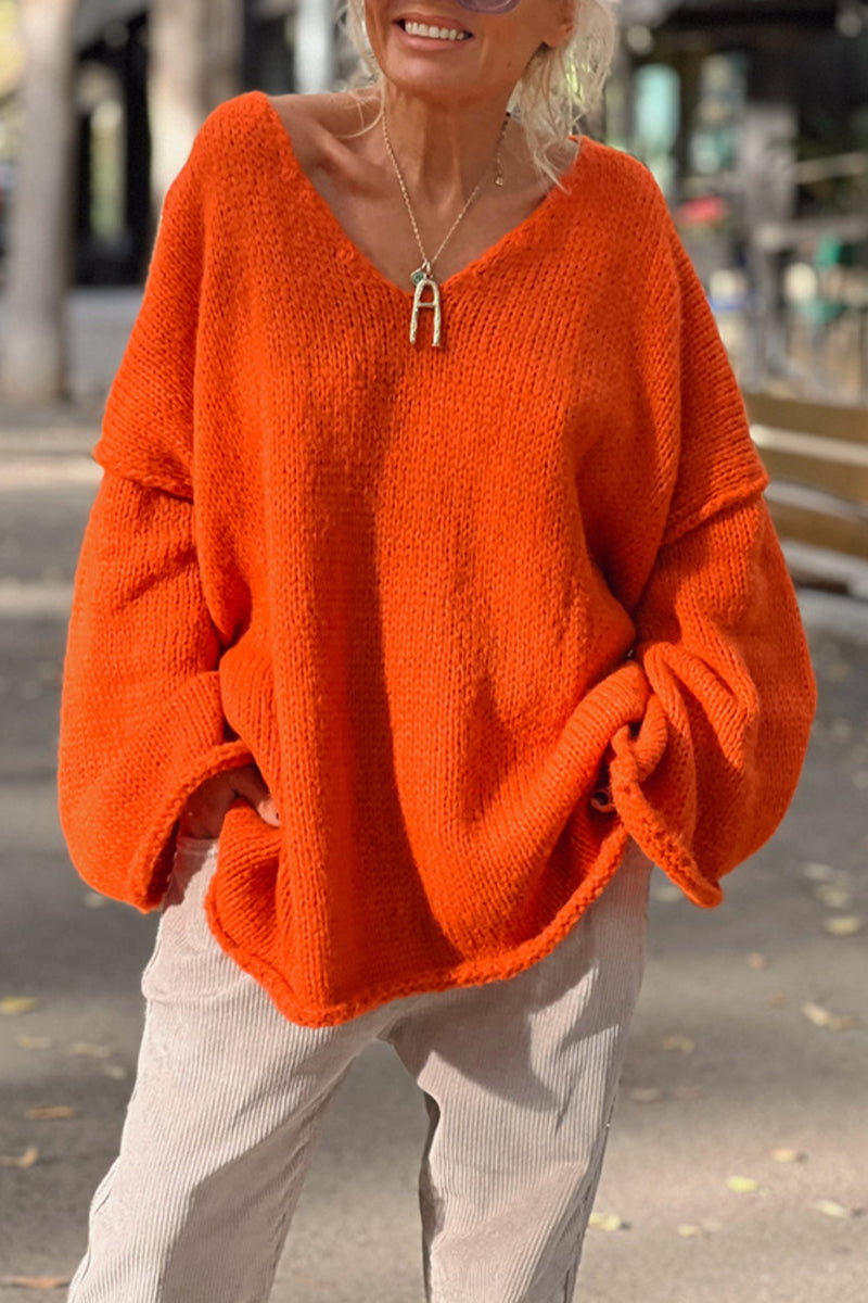 Bertha® | Casual solid color V-neck sweaters