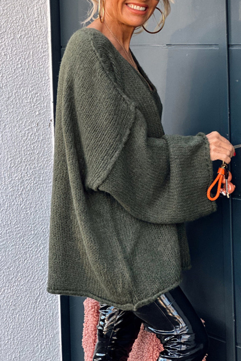 Bertha® | Casual solid color V-neck sweaters