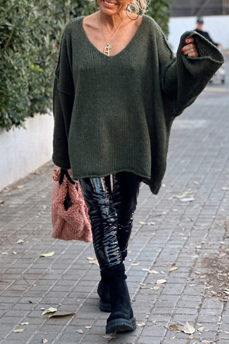Bertha® | Casual solid color V-neck sweaters