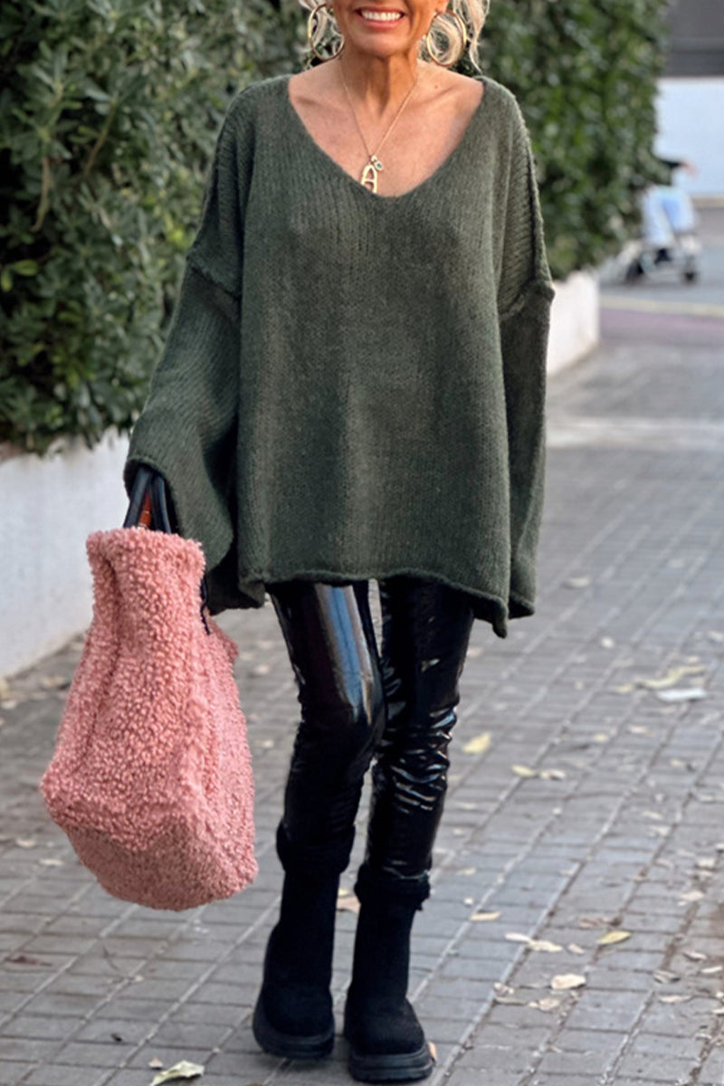 Bertha® | Casual solid color V-neck sweaters