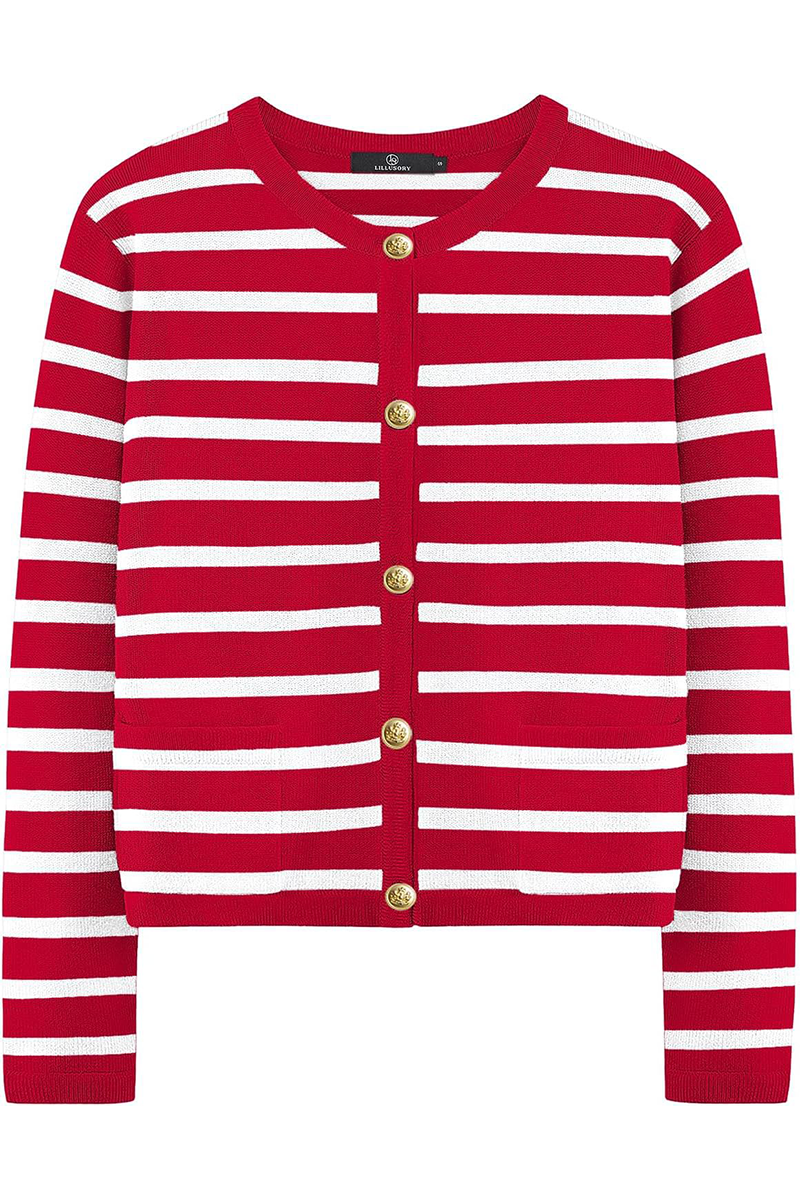 Bodil® | Casual everyday outerwear with stripes and buttons and O-neck