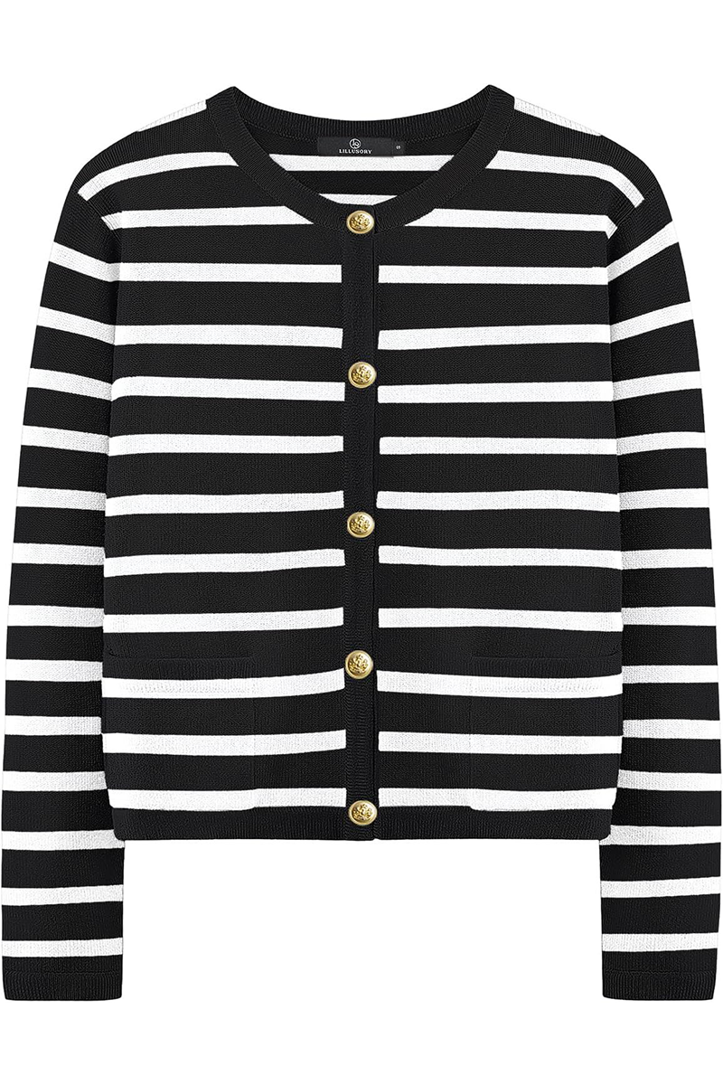 Bodil® | Casual everyday outerwear with stripes and buttons and O-neck