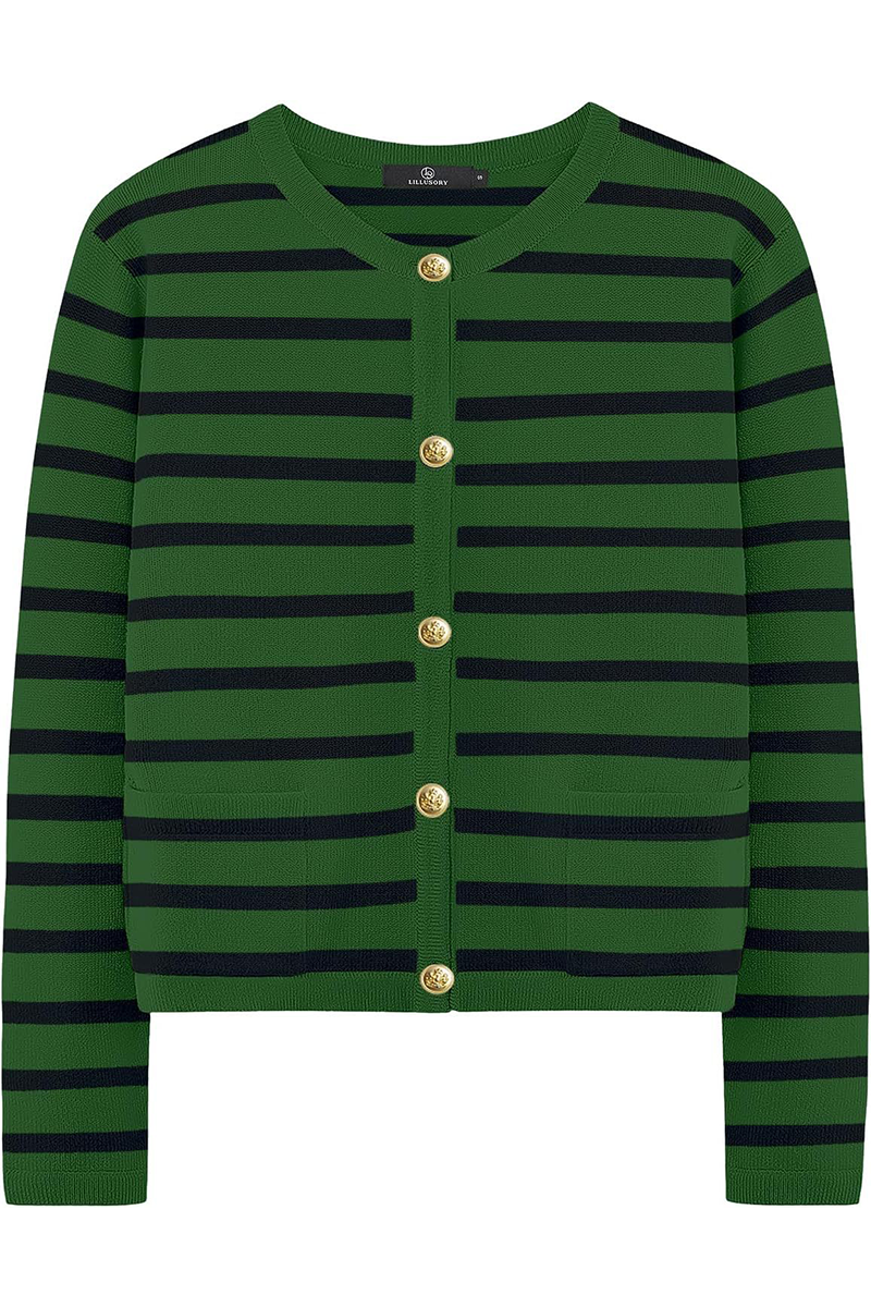 Bodil® | Casual everyday outerwear with stripes and buttons and O-neck