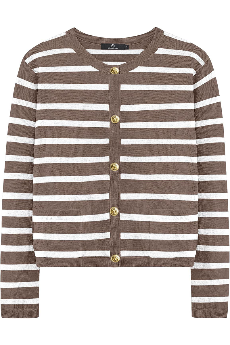 Bodil® | Casual everyday outerwear with stripes and buttons and O-neck