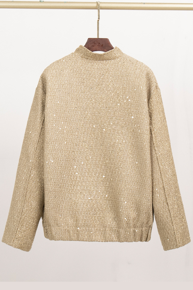 Brigida® | Casual everyday outerwear with solid color sequins, patchwork and stand-up collar