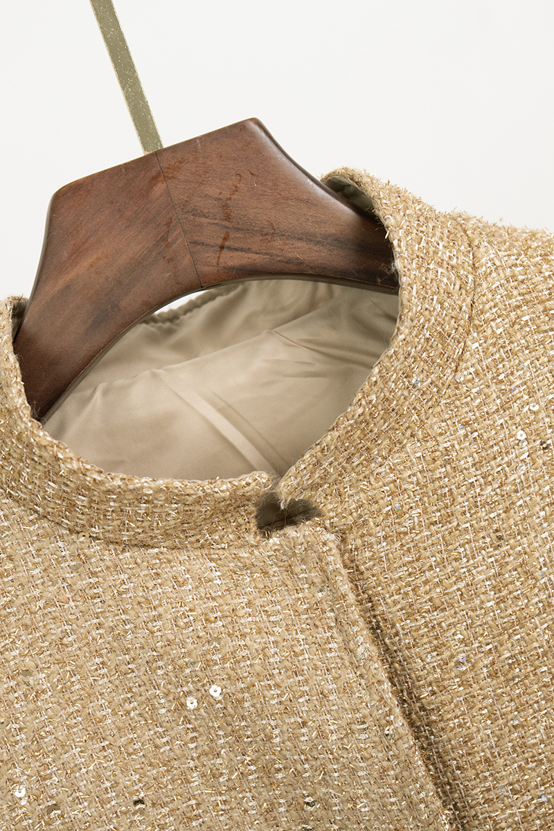 Brigida® | Casual everyday outerwear with solid color sequins, patchwork and stand-up collar