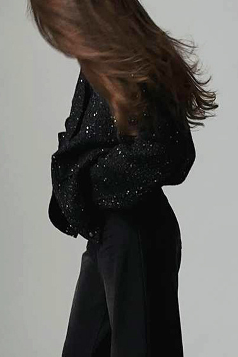 Brigida® | Casual everyday outerwear with solid color sequins, patchwork and stand-up collar