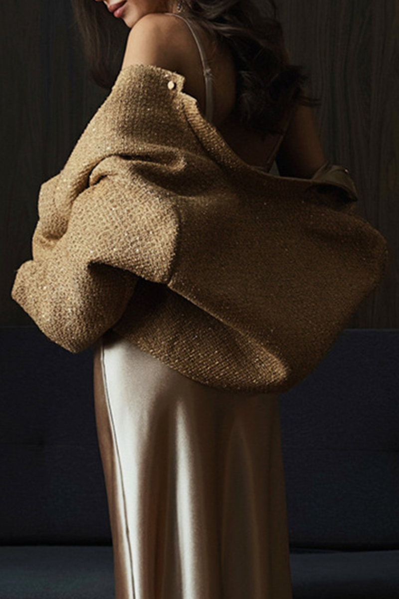 Brigida® | Casual everyday outerwear with solid color sequins, patchwork and stand-up collar