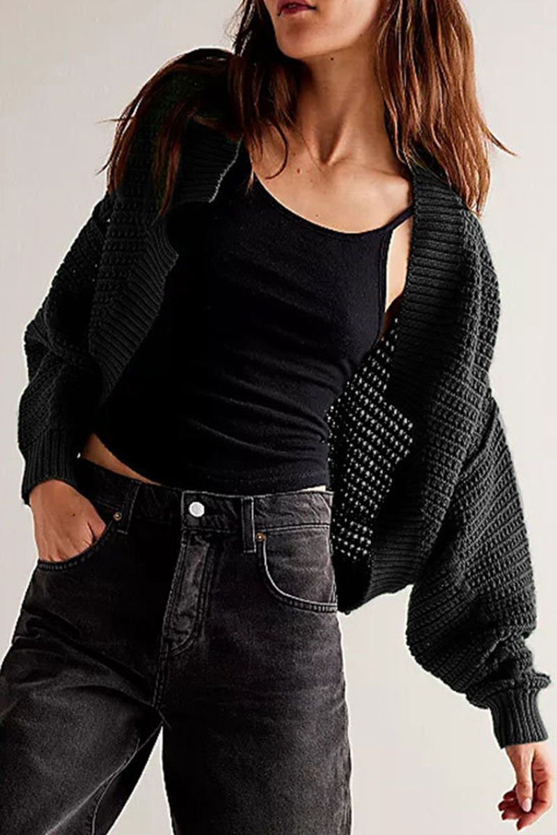 Carina® | Casual everyday outerwear with plain woven pattern and cardigan collar
