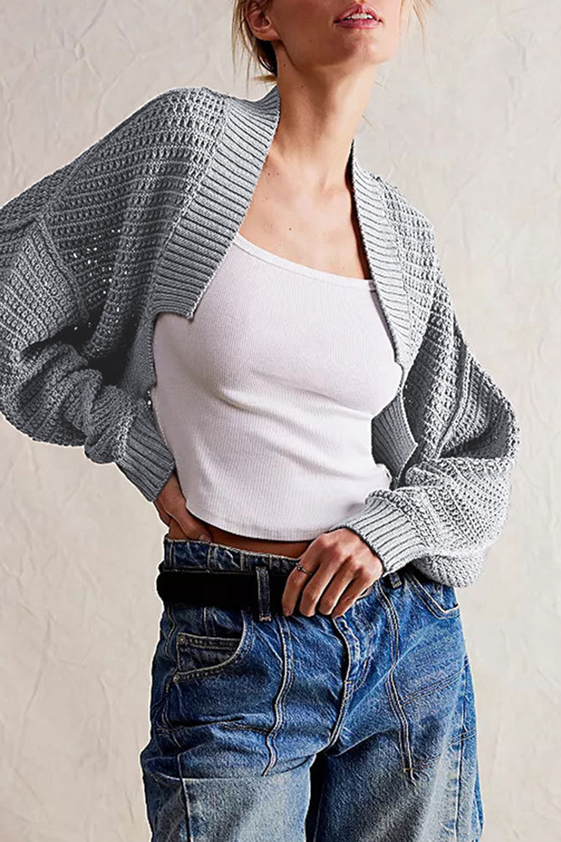 Carina® | Casual everyday outerwear with plain woven pattern and cardigan collar