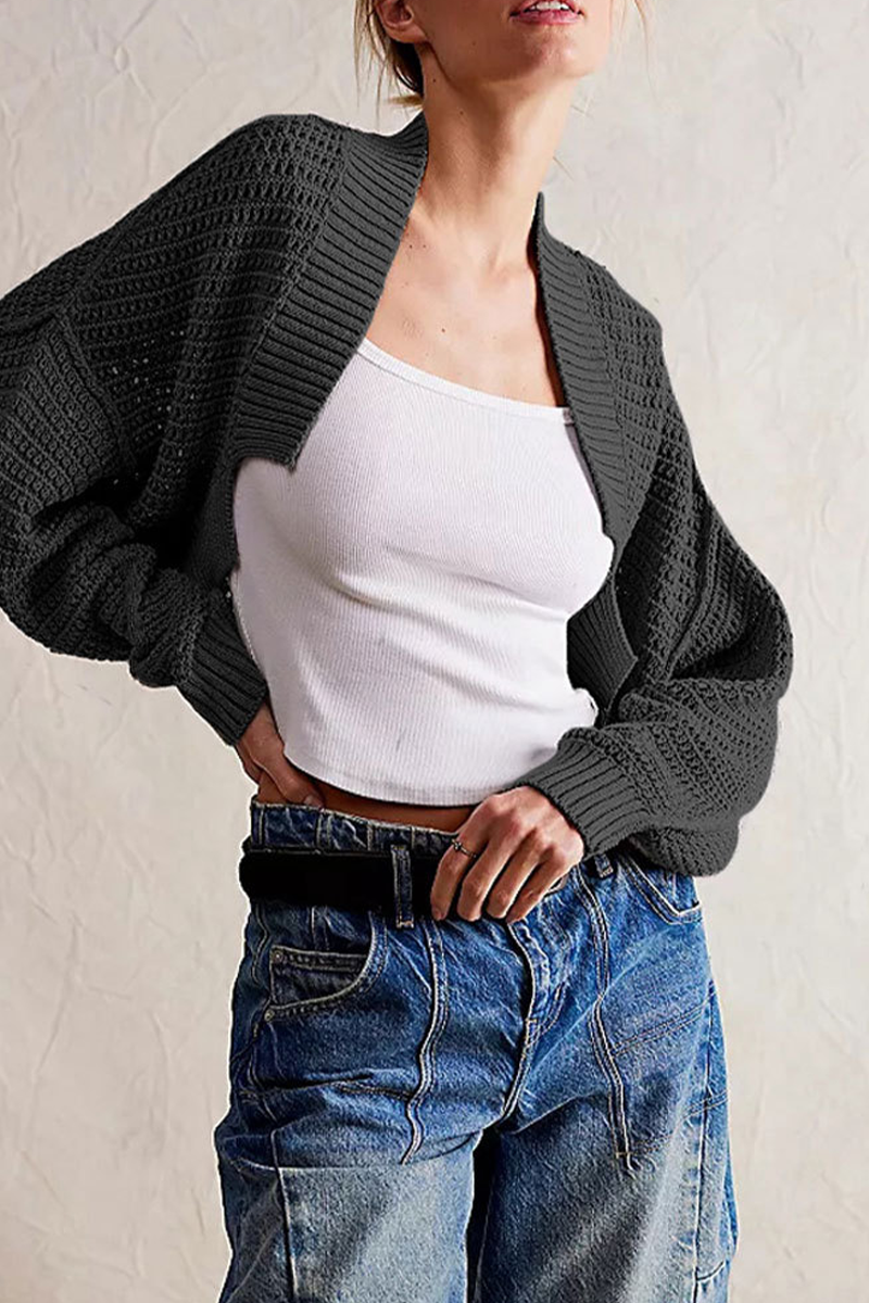 Carina® | Casual everyday outerwear with plain woven pattern and cardigan collar