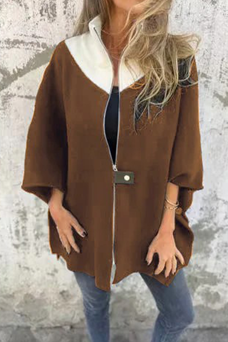 Carolina® | Casual patchwork outerwear with zip fastening and contrast stand-up collar