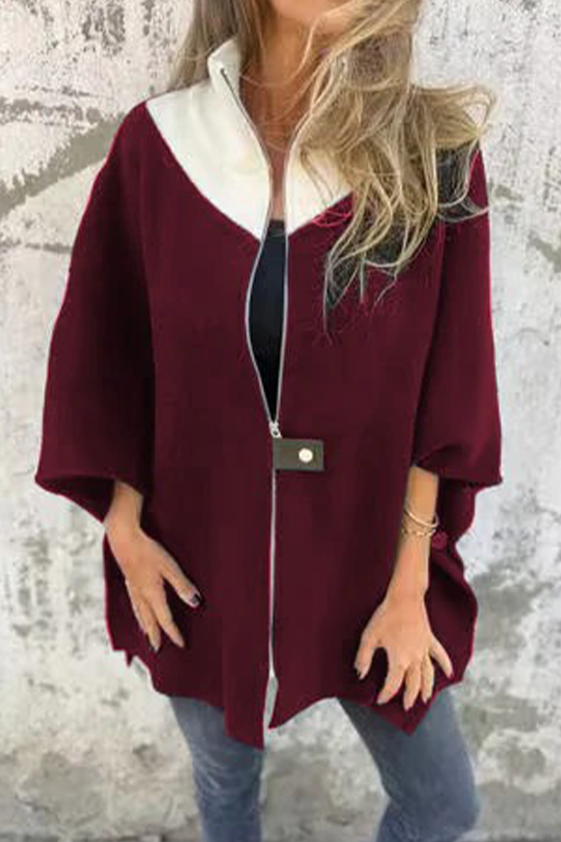 Carolina® | Casual patchwork outerwear with zip fastening and contrast stand-up collar