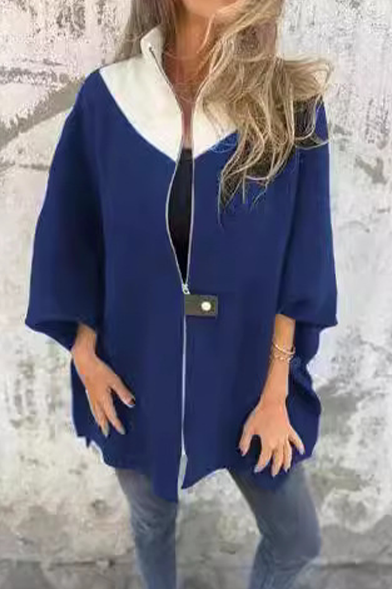 Carolina® | Casual patchwork outerwear with zip fastening and contrast stand-up collar