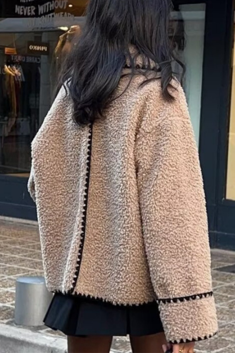 Catherine® | Casual, fluffy outerwear with a contrasting turn-down collar
