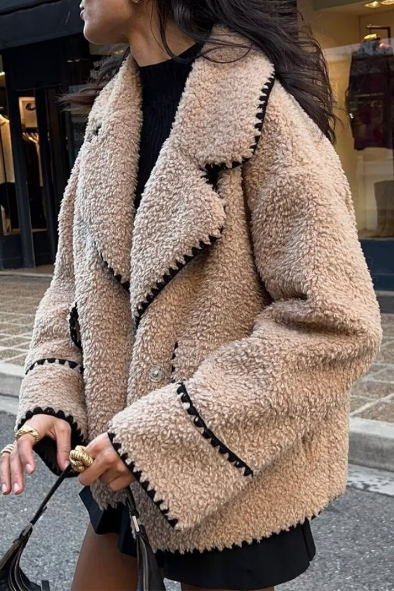 Catherine® | Casual, fluffy outerwear with a contrasting turn-down collar